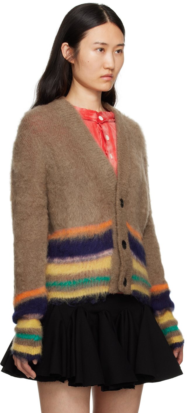 Beige Striped Cardigan