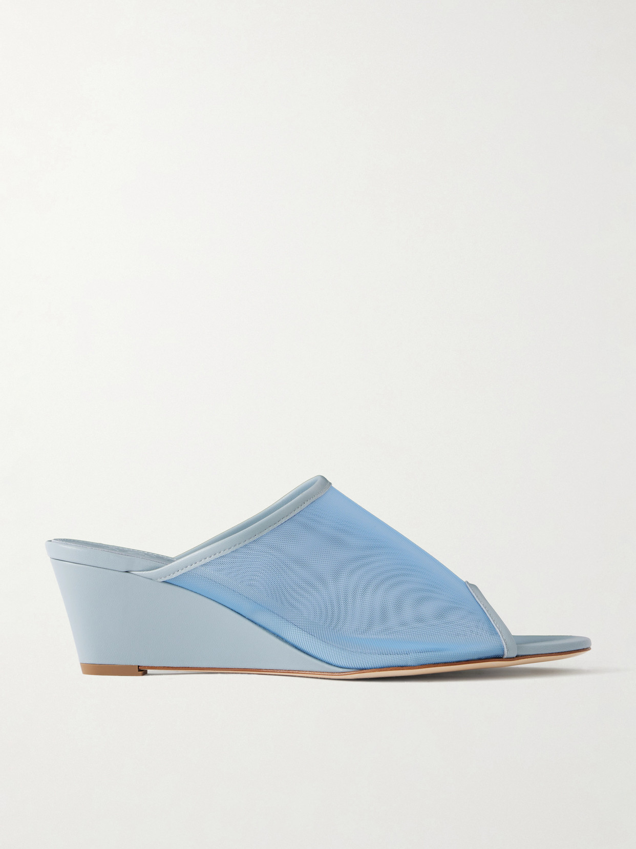 Suzanne Leather-trimmed Mesh Sandals - Light blue