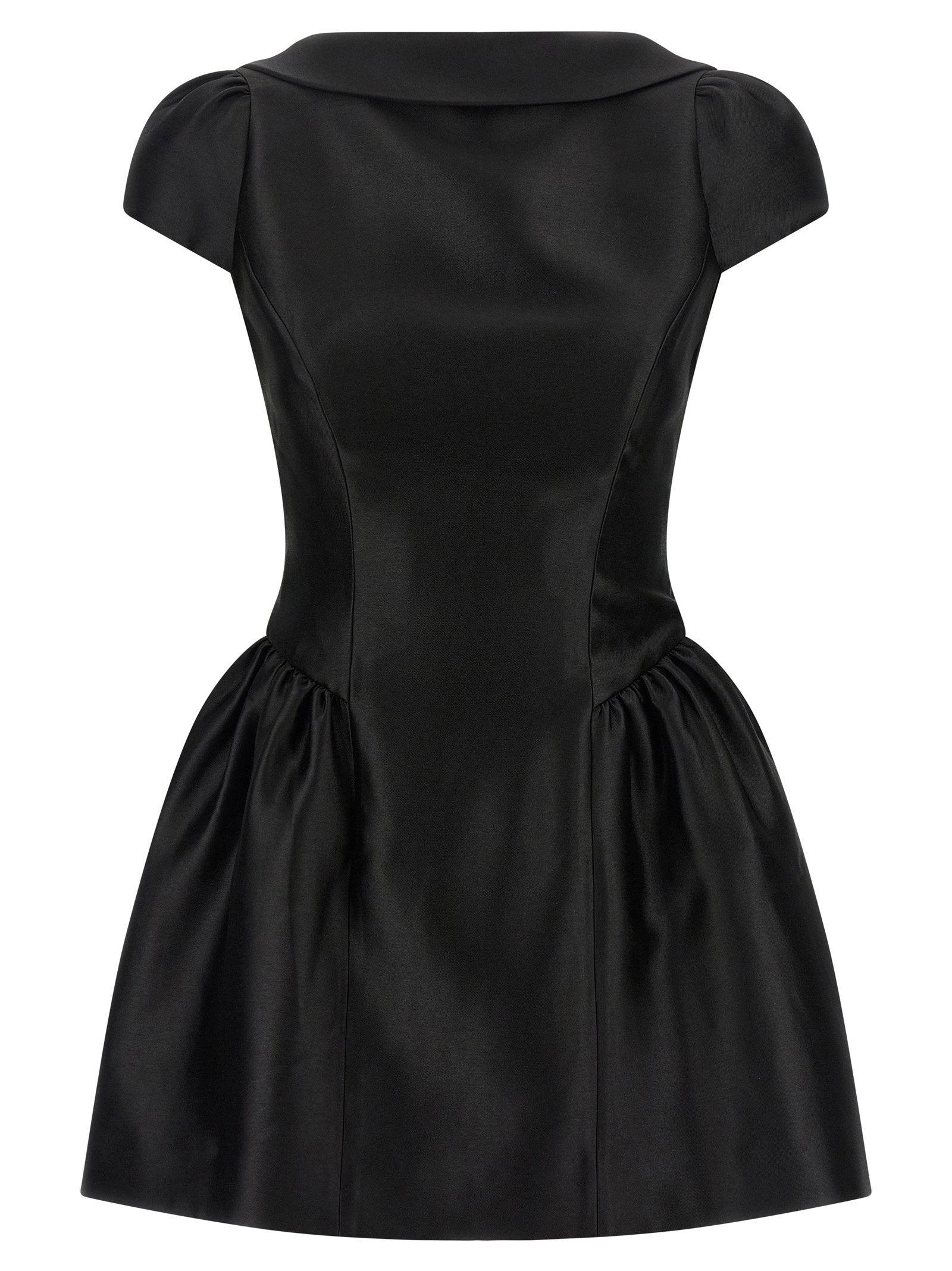 Black Taffetà Collared Mini Dress