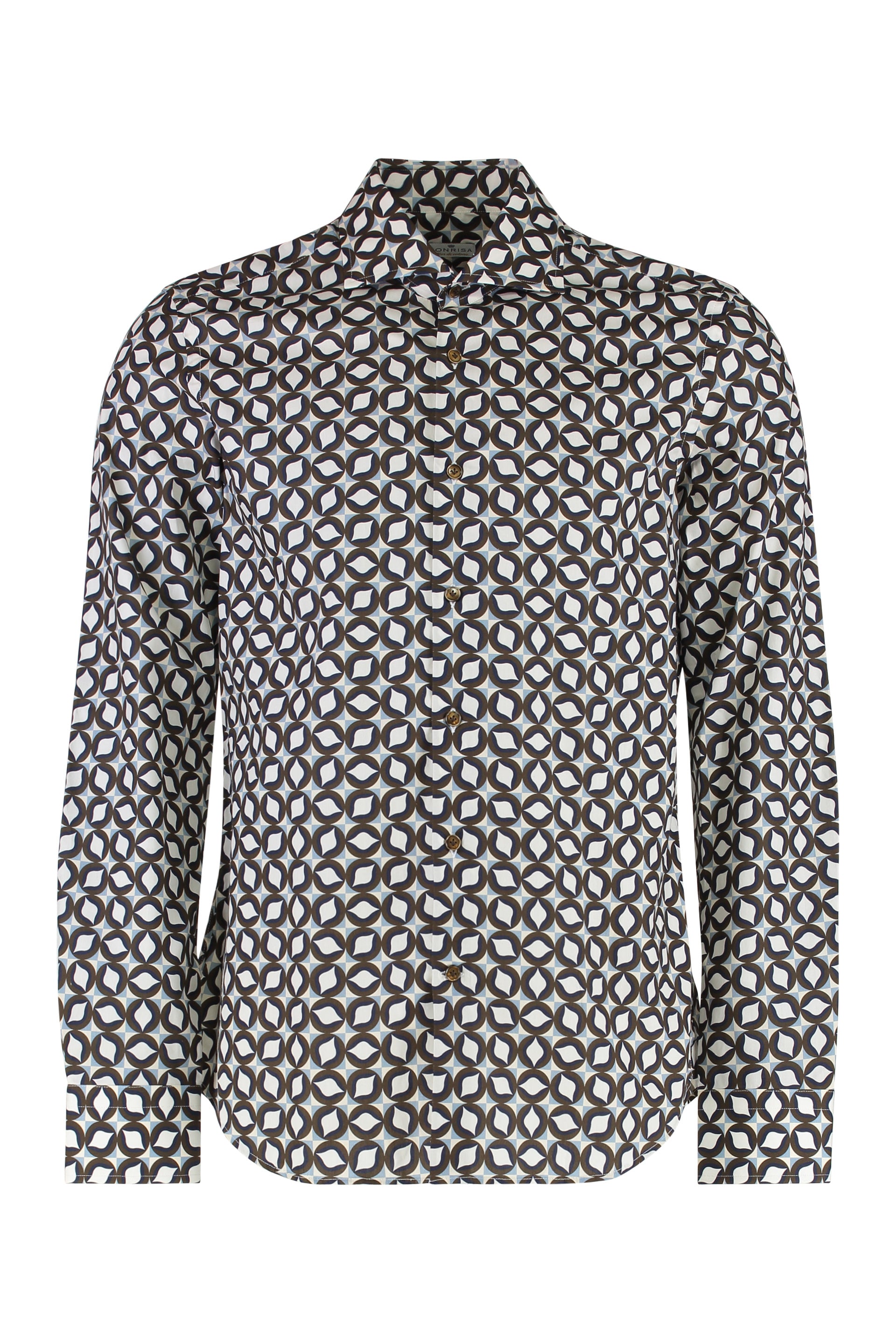 Geometric-Printed Cotton Shirt — Multicolor