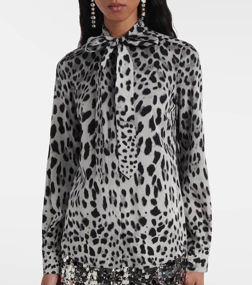 Leopard-print silk-blend shirt