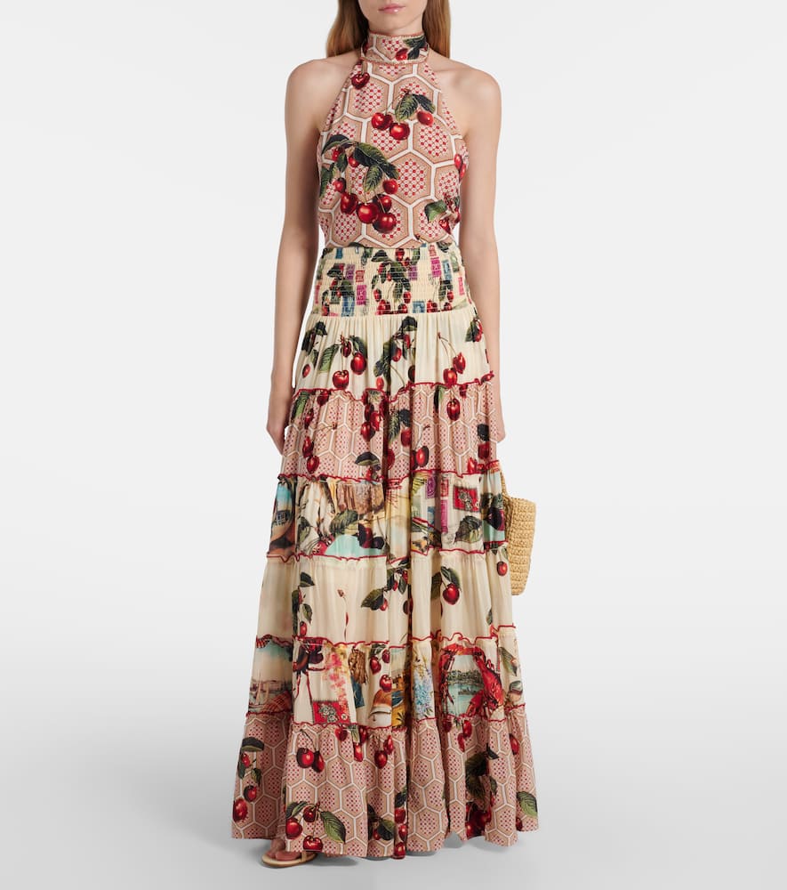 Notes From The Road printed silk maxi skirt