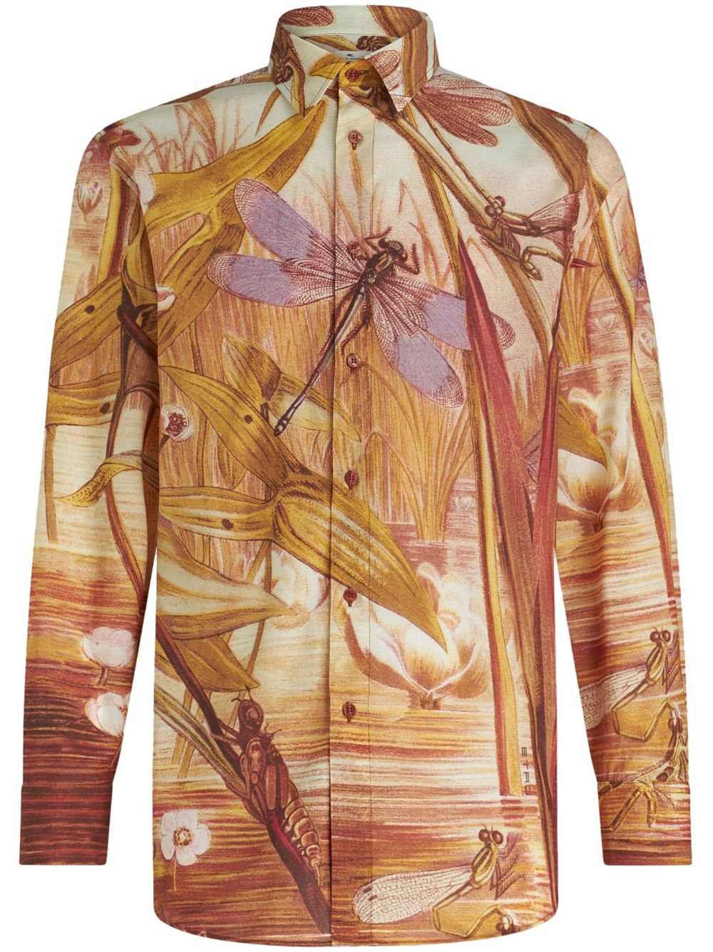 Landscape-print cotton shirt - Brown