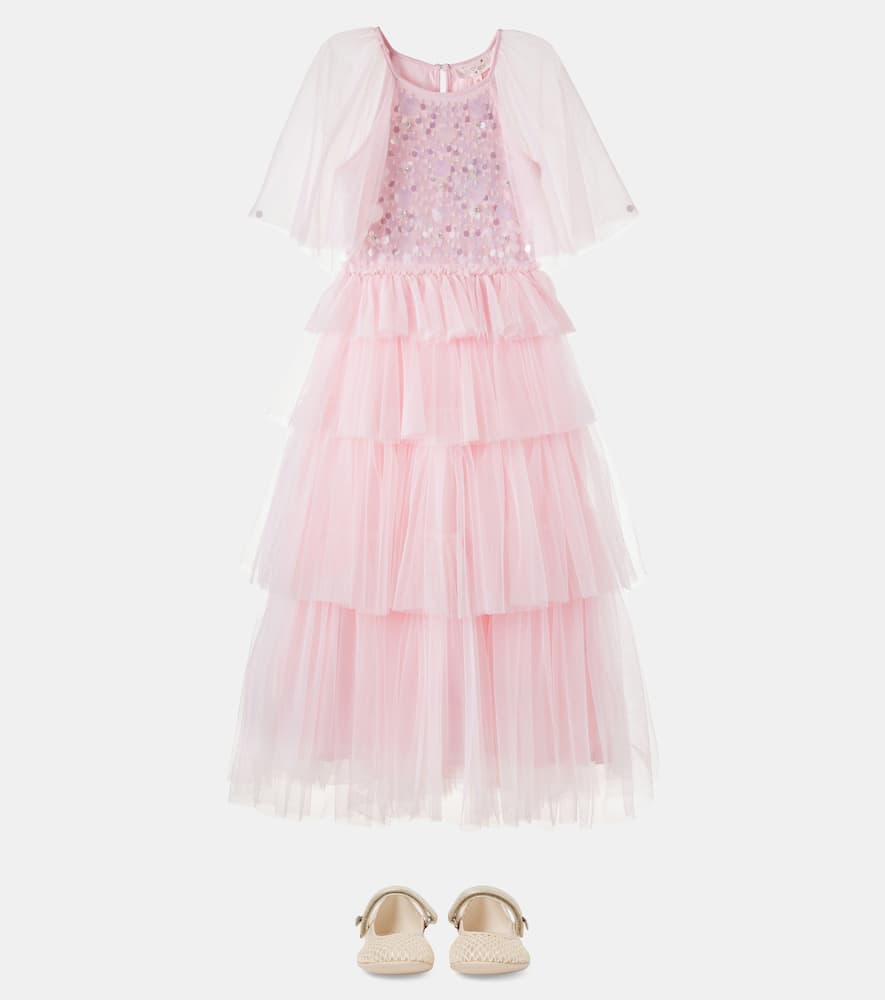 Aurora embellished tiered tulle dress