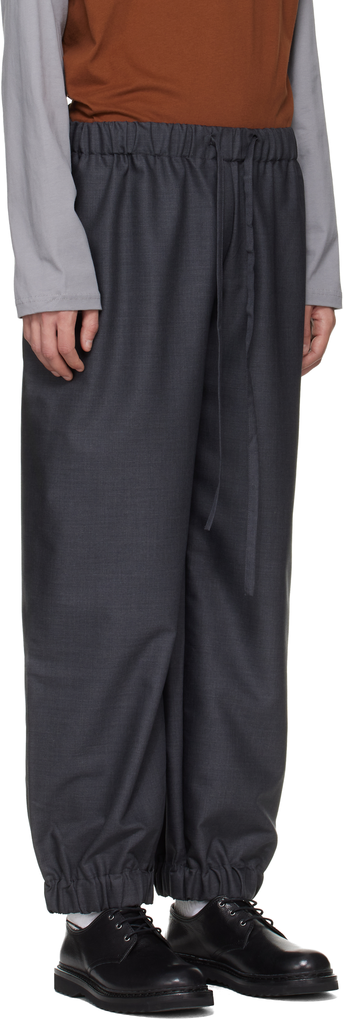 Gray Wool Draped Lounge Pants