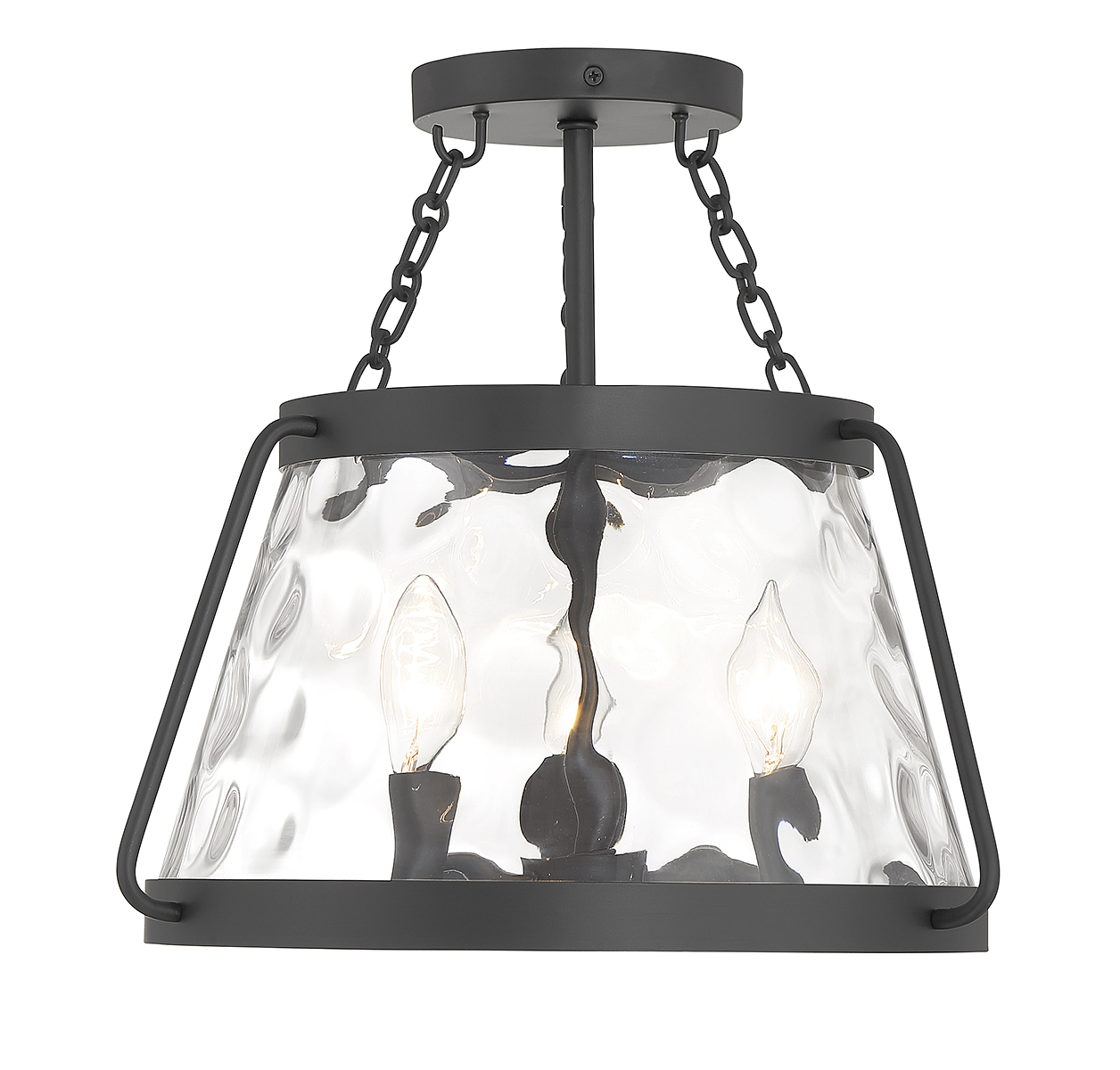 Matte Black Three Light Semi-Flush Mount from the Crawford Collection