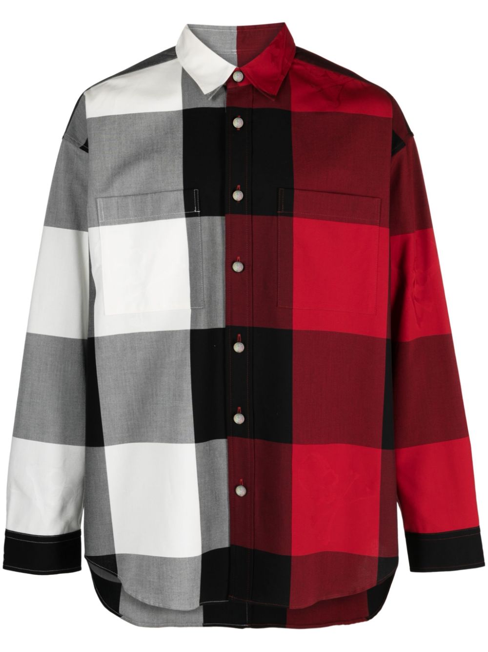 Check-print cotton shirt - Red