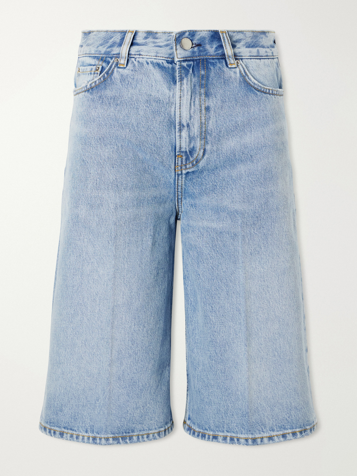 Organic Denim Straight-leg Shorts - Blue
