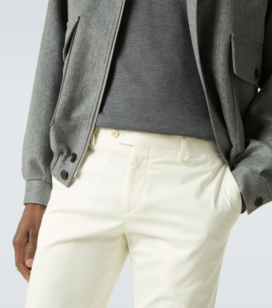 Mid-rise cotton slim pants