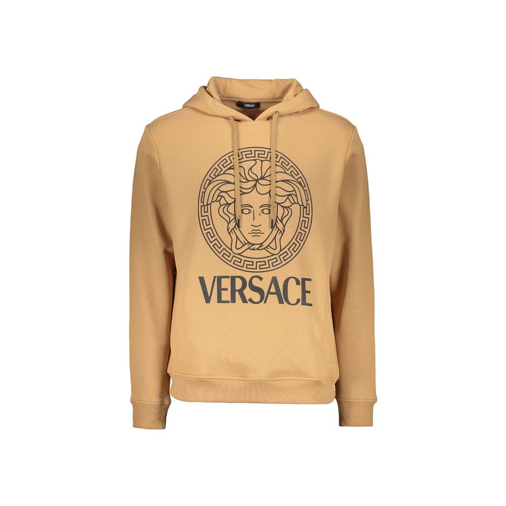 Logo-Embroidered Cotton Hoodie — Beige