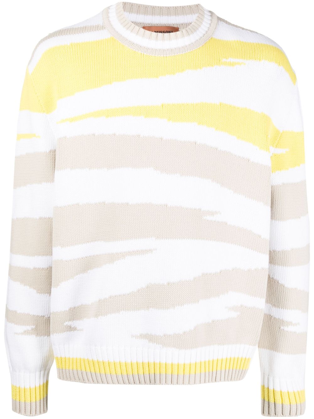 Zebra-print crew-neck jumper - White