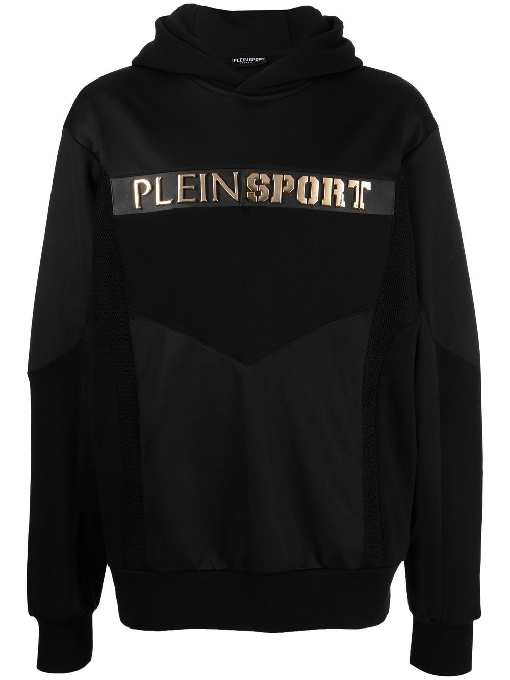 Embossed-logo hoodie - Black