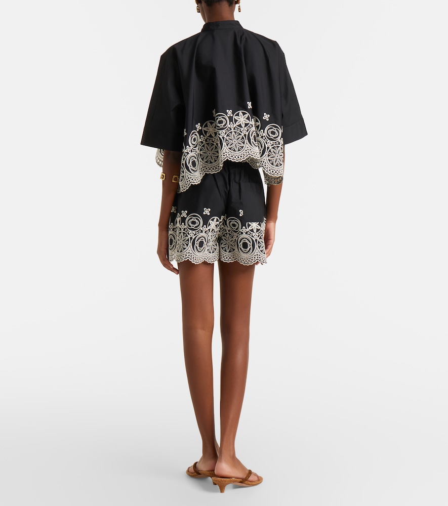 Pull-Up embroidered cotton shorts