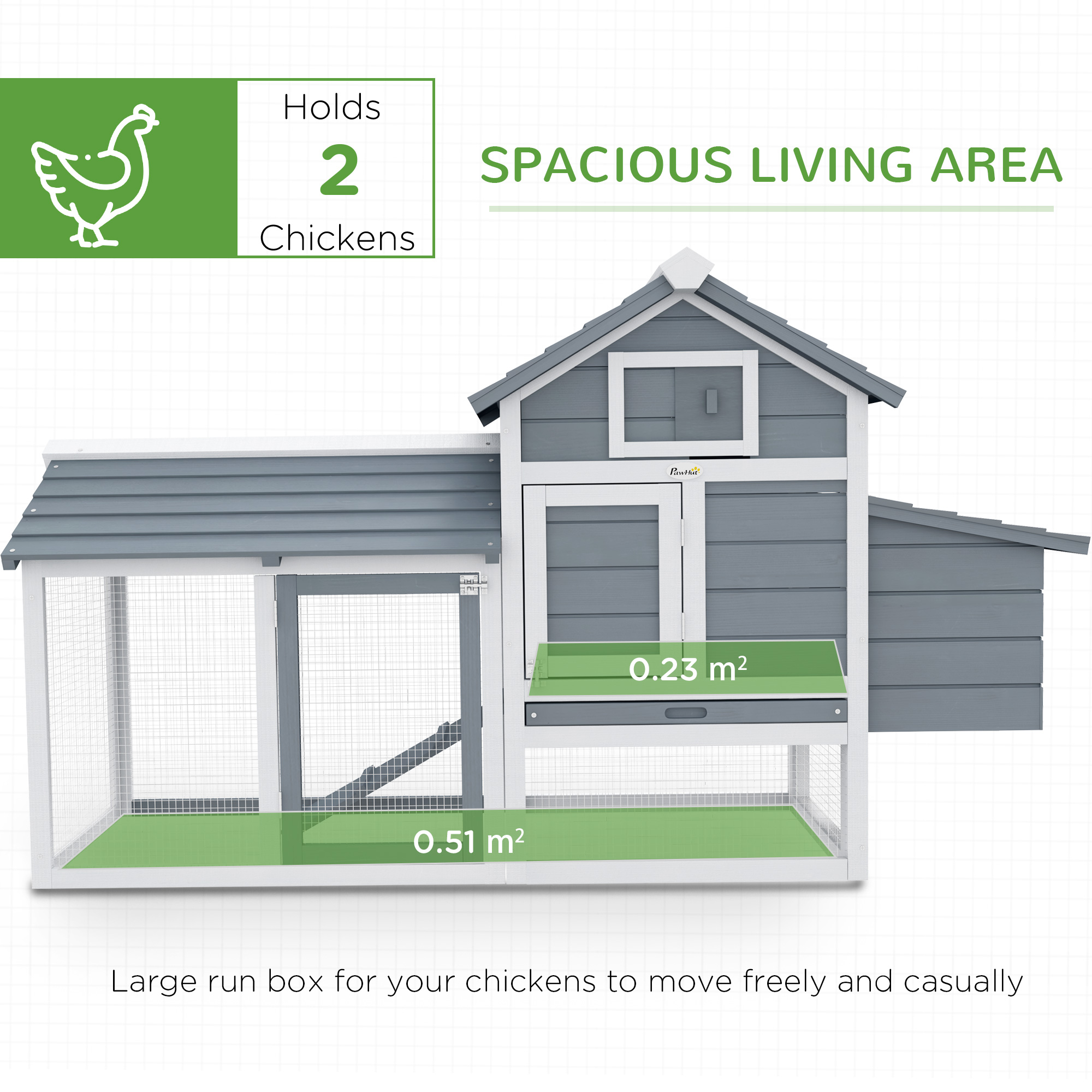 PawHut Wooden Chicken Coop 59 Hen House Poultry Cage 2 Doors Nesting Box White Aosom.co