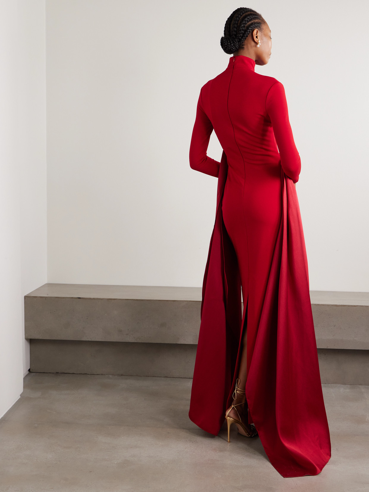 Olivia Crepe And Draped Satin-twill Gown - Red