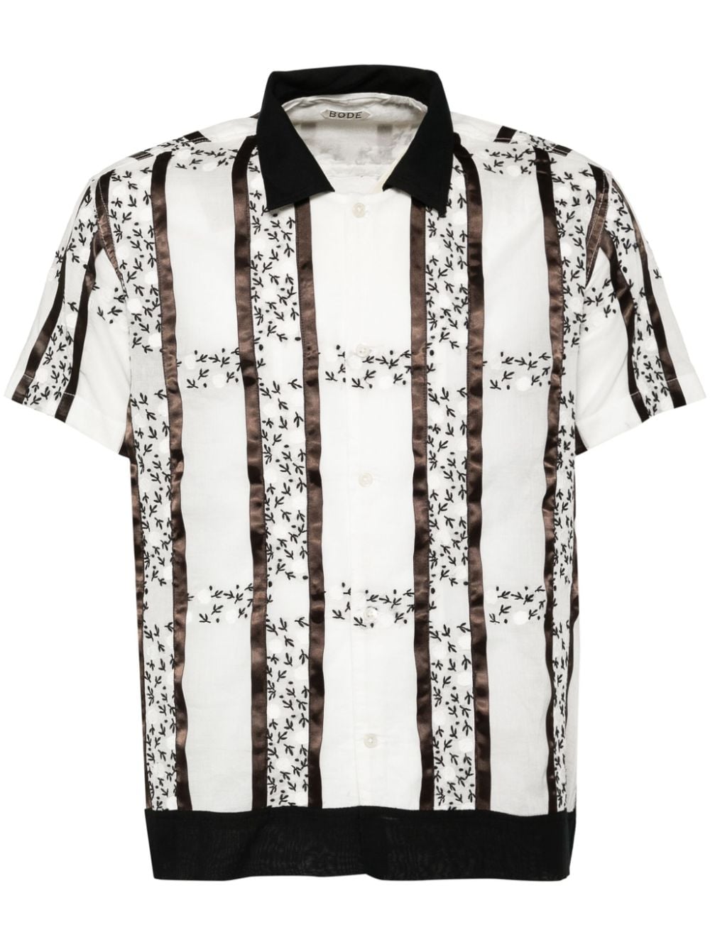 Lattice sprig short-sleeved shirt - White