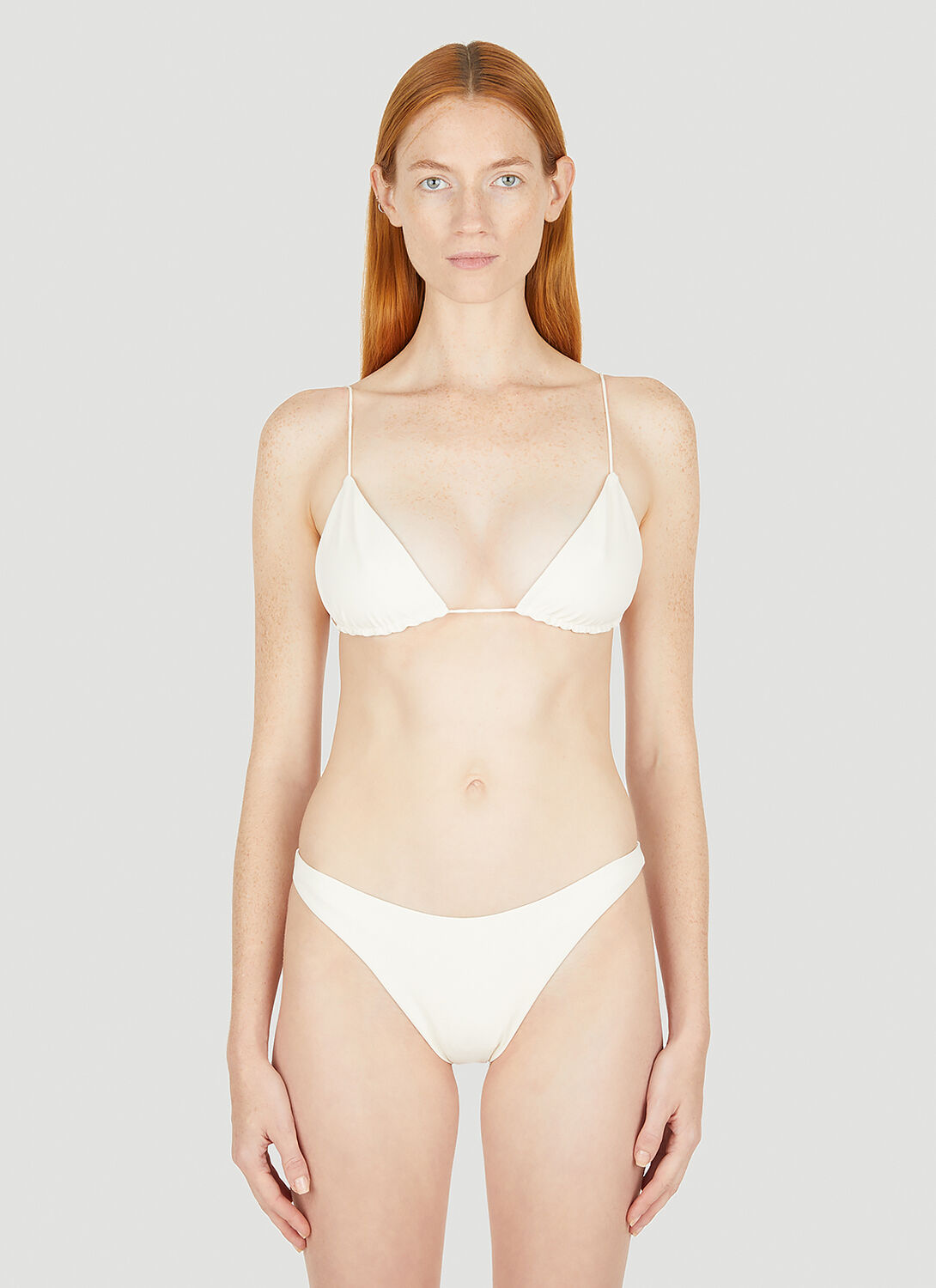 Fine Strap Triangle Bikini Top - Woman Swimwear White Uk