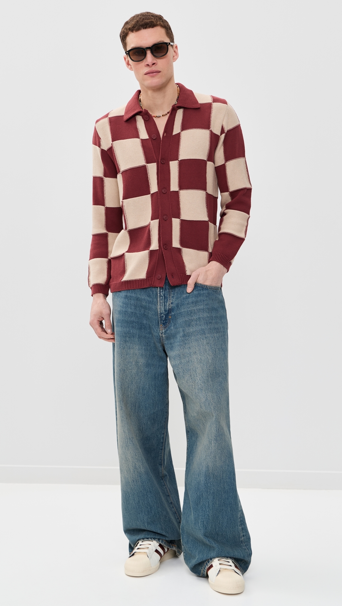 Square Patchwork Sweater Red/Sand