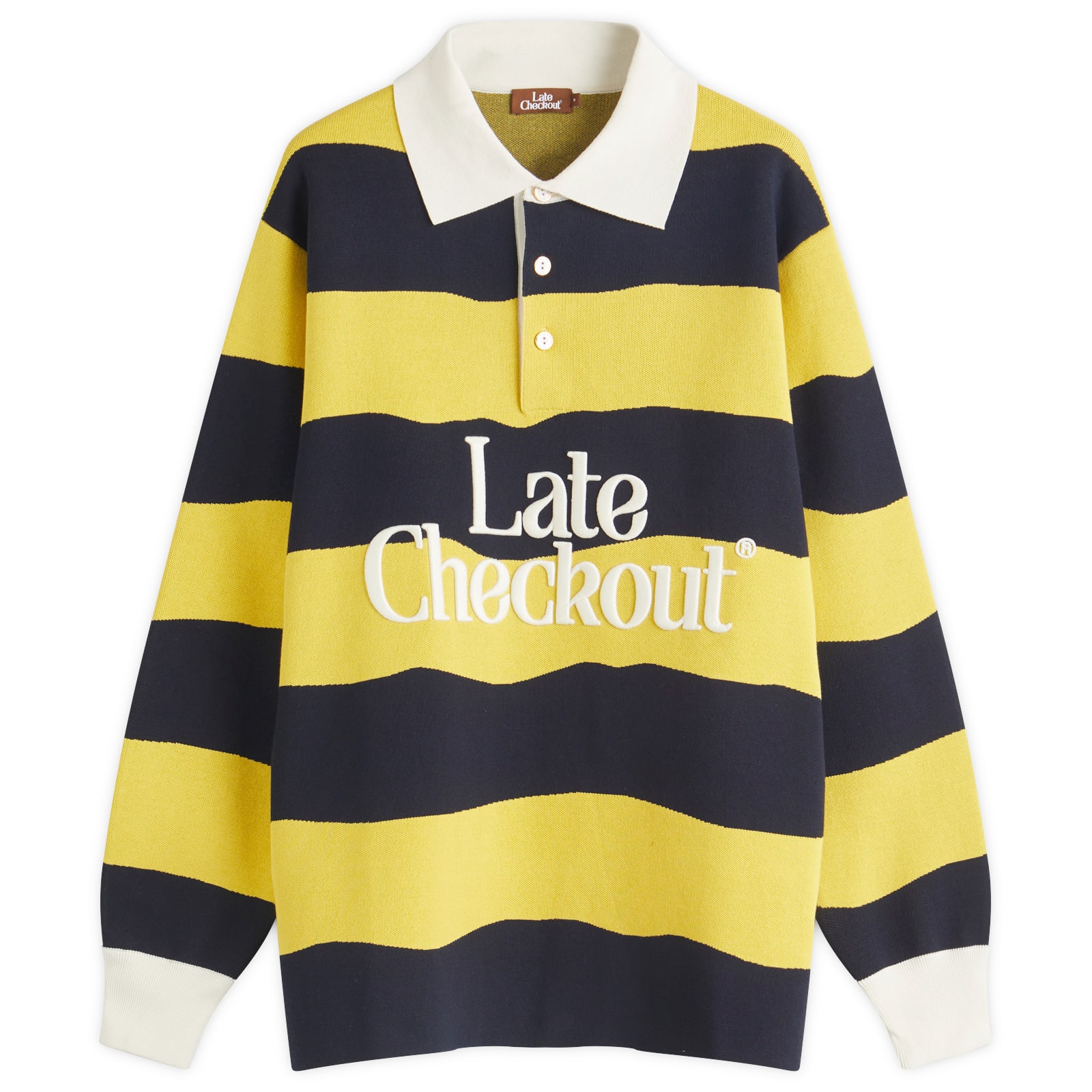 Men's Striped Rugby Polo Yellow/Navy