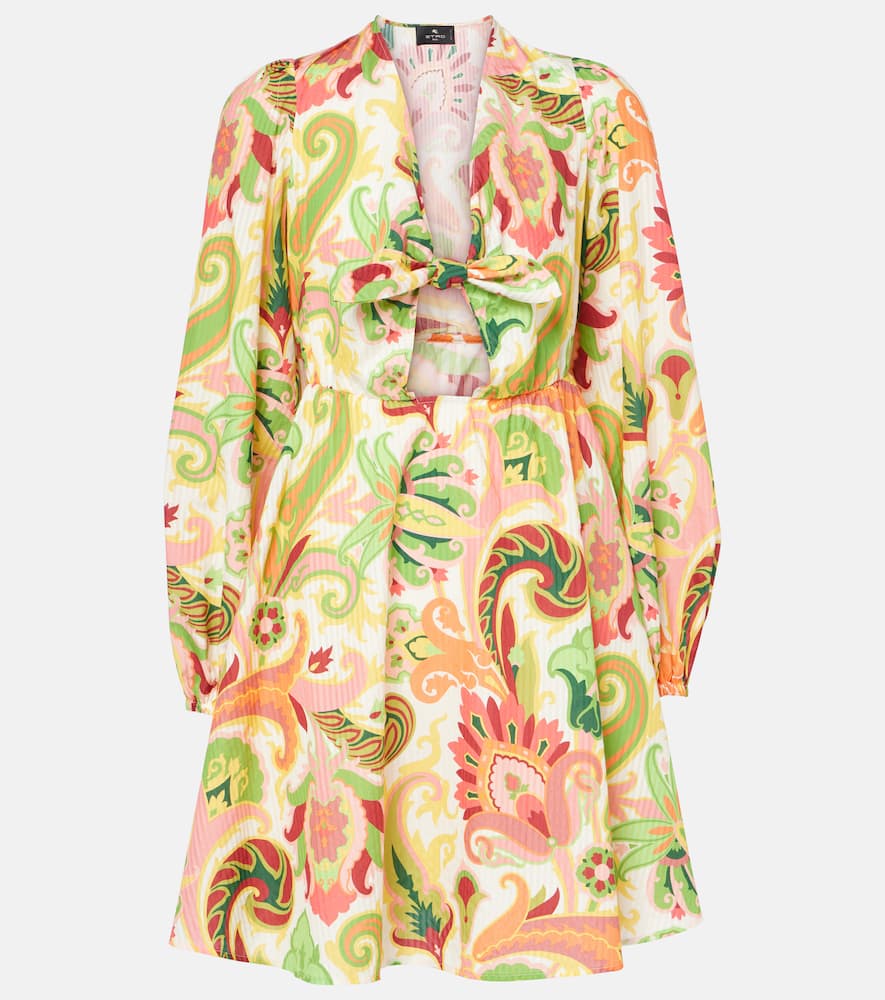 Floral cotton and silk minidress