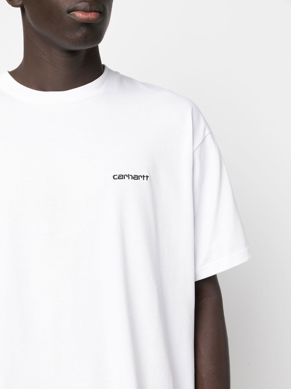 -T-shirt in cotone con logo ricamato-Uomo
