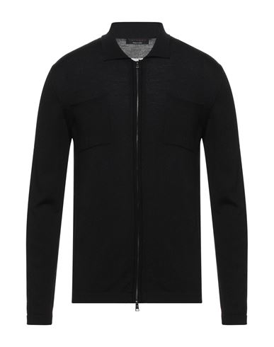Man Cardigan Black Size M Merino Wool