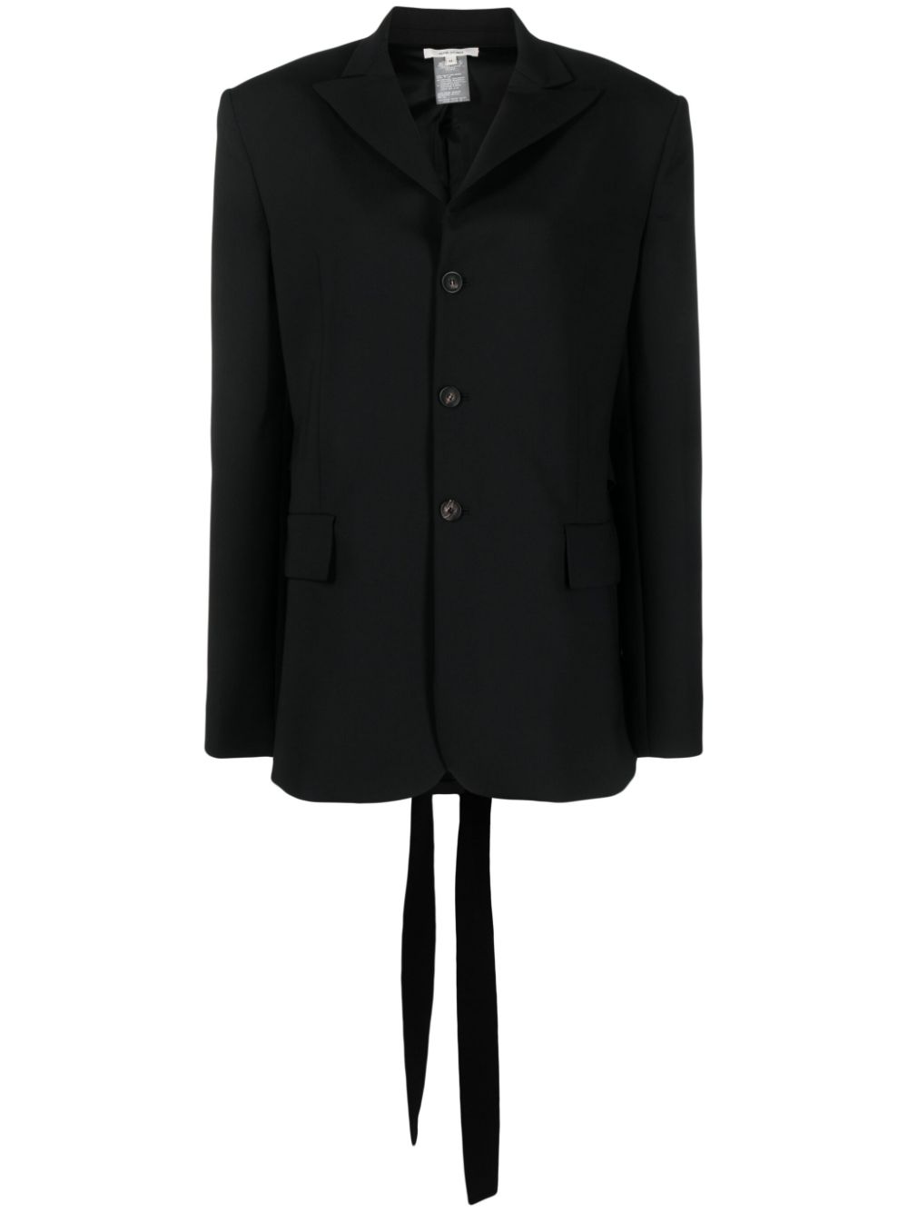 Strap-detail single-breasted blazer - Black