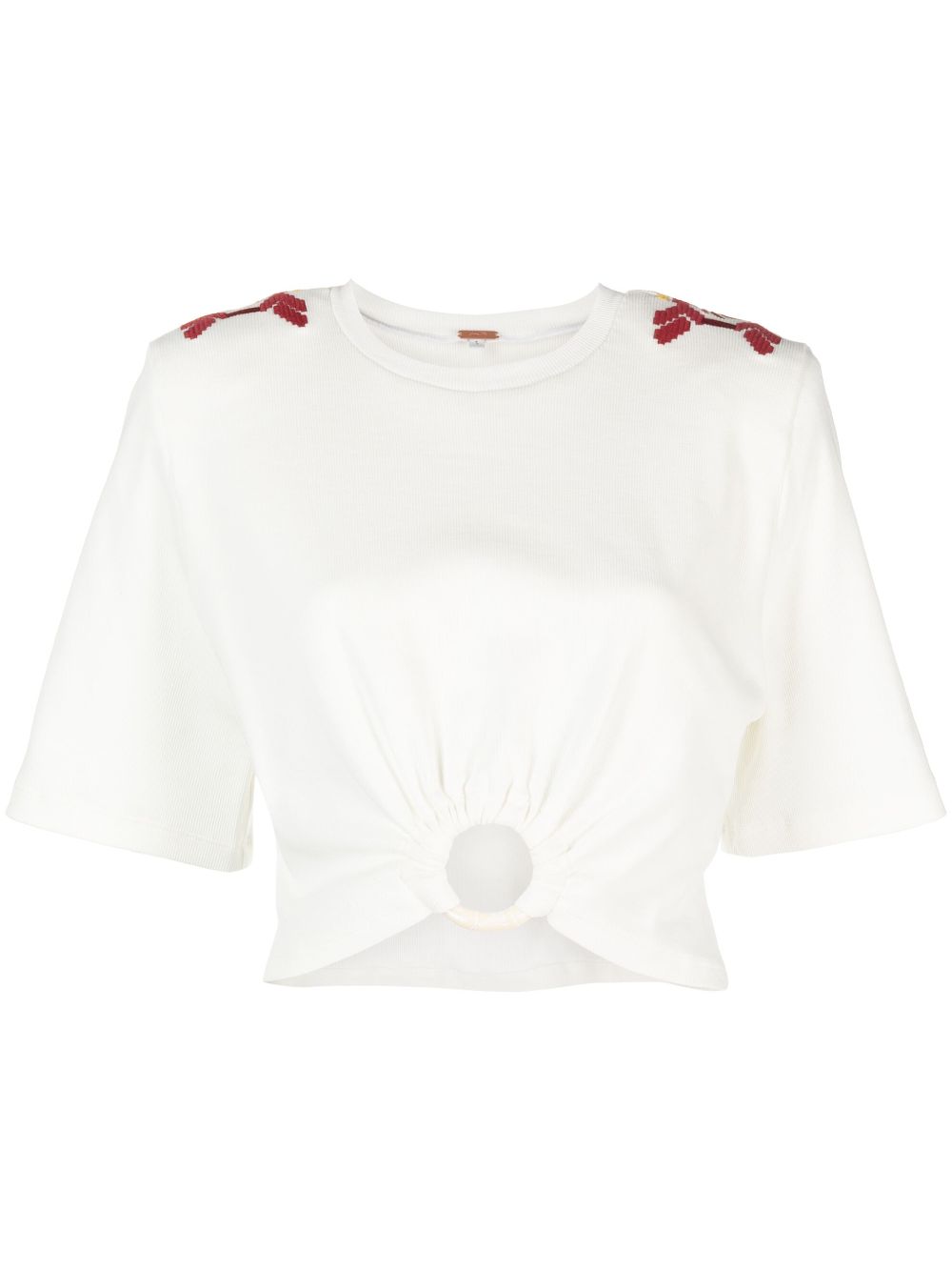 Ensenada embroidered cropped T-shirt - White