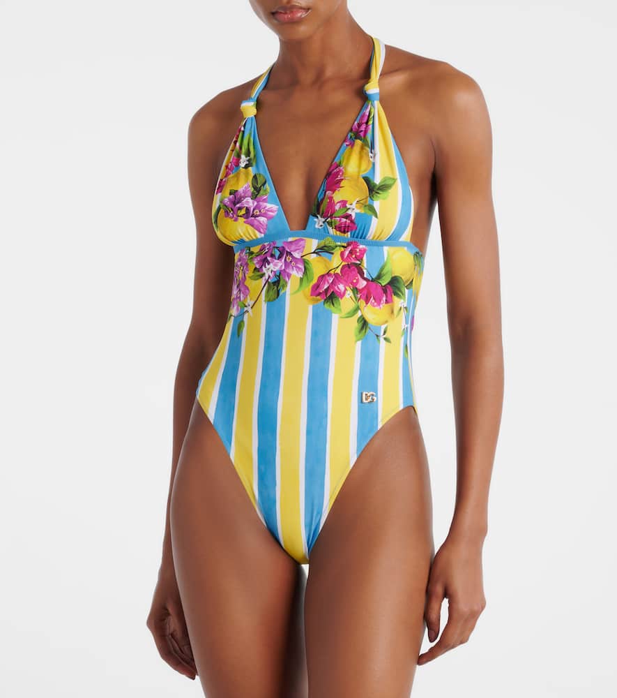 Printed halterneck swimsuit