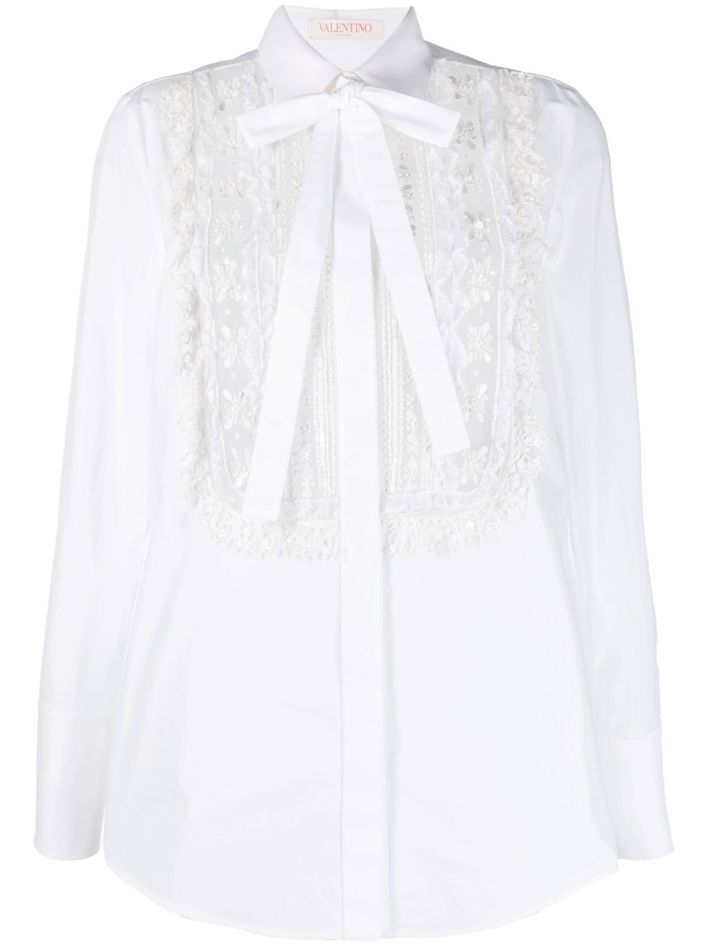 Valentino Garavani lace-bib tailored shirt - White