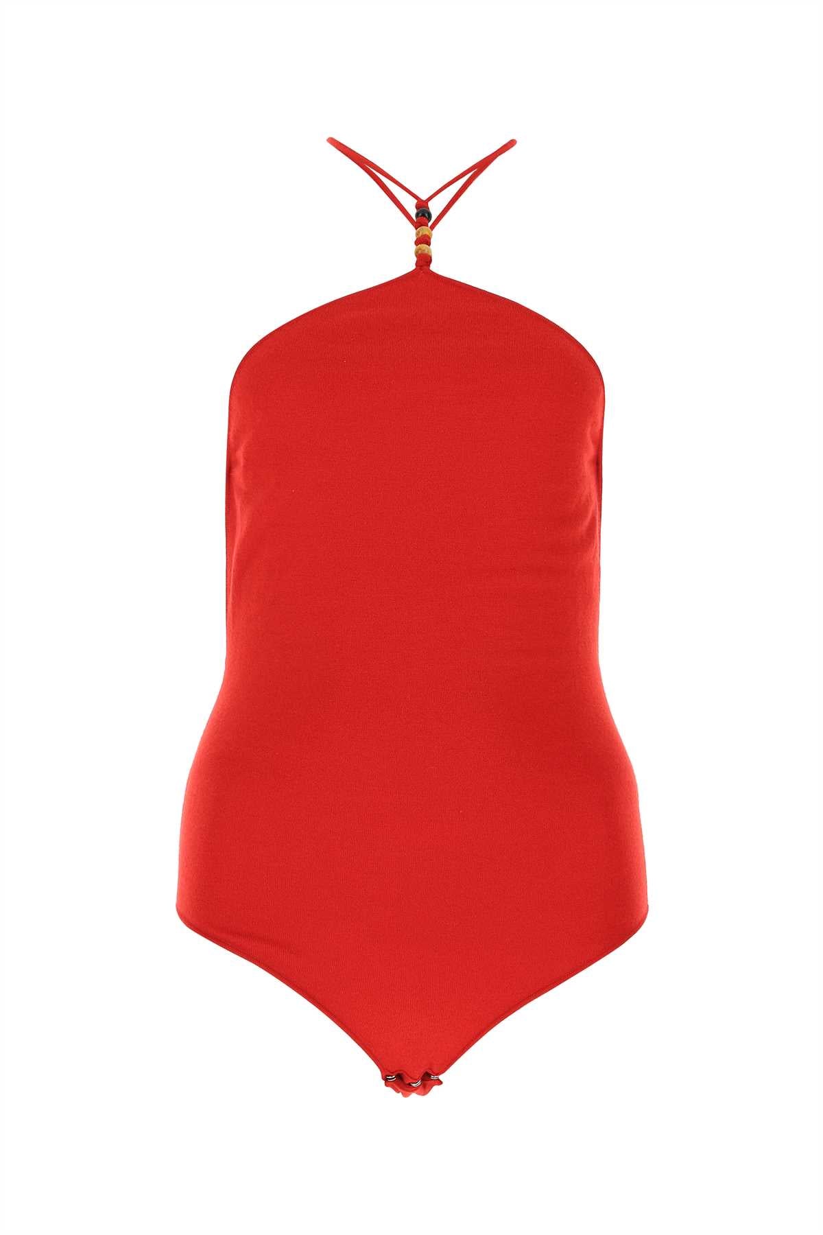 Stretch Cashmere Blend Bodysuit — Red