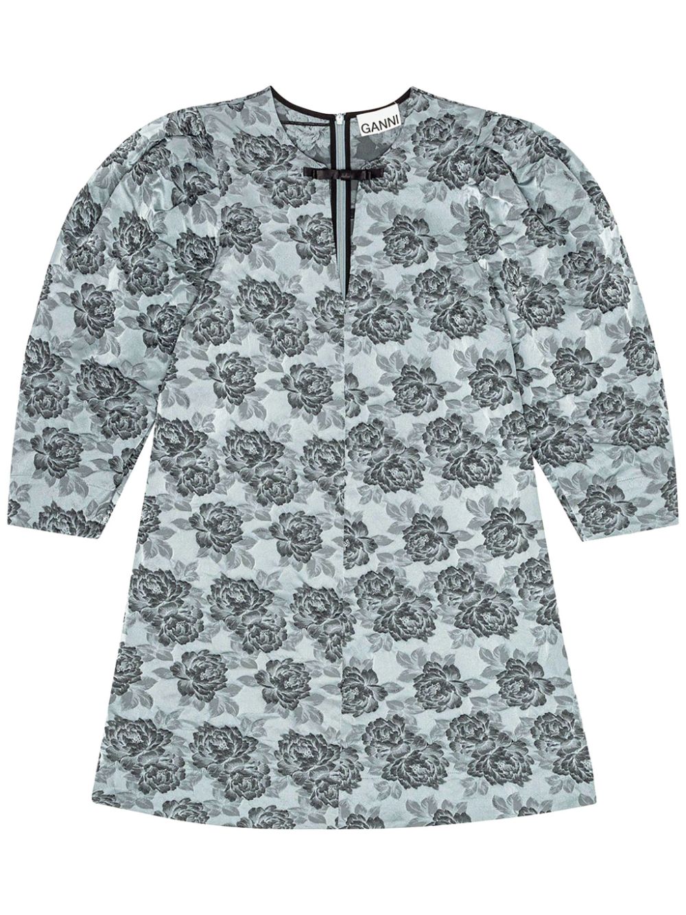 Patterned-jacquard mini dress - Blue