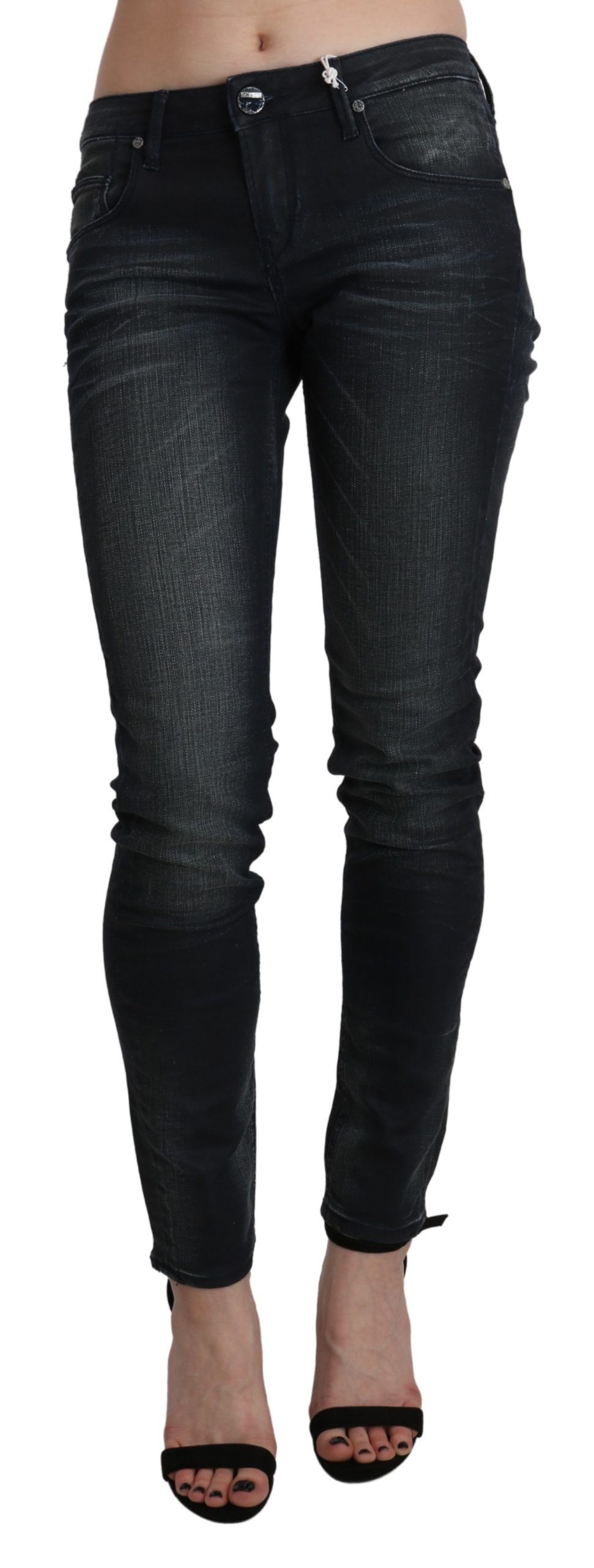 Acht Black Washed Low Waist Skinny Denim Women's Trouser