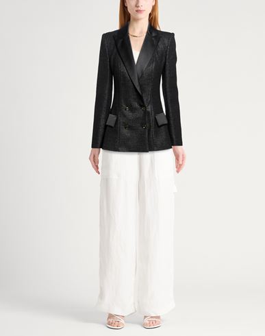 Woman Blazer Black Size 12 Acrylic, Polyester, Wool, Cotton