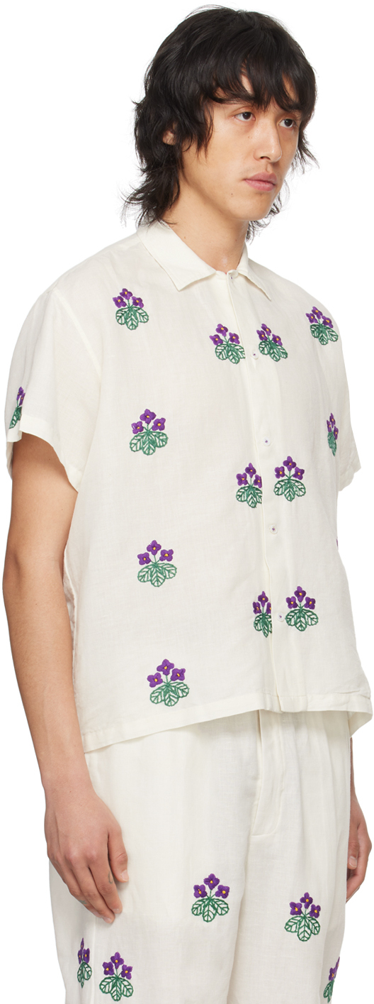 HARAGO Off-White Floral Shirt