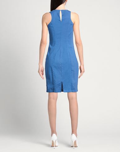 Woman Mini dress Slate blue Size 6 Linen, Cotton, Elastane