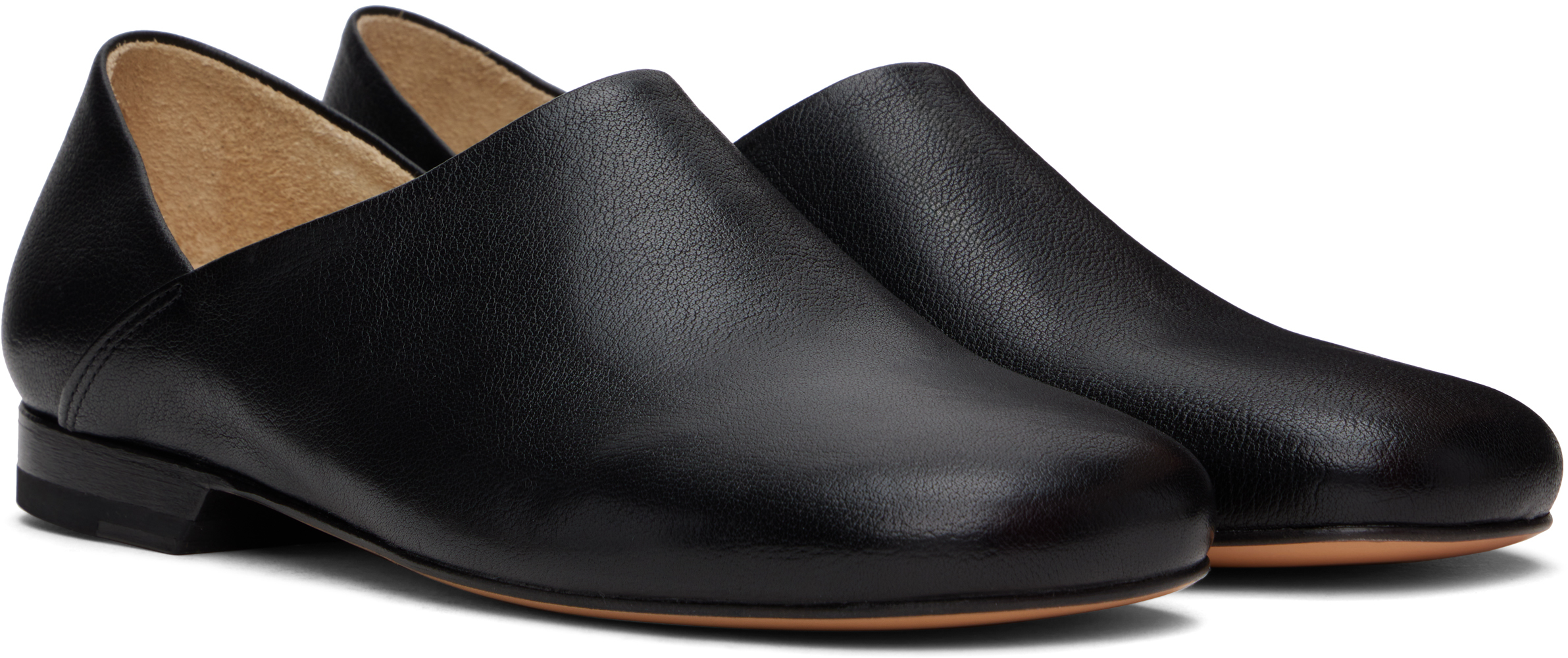 LEMAIRE Black Square Toe Slippers