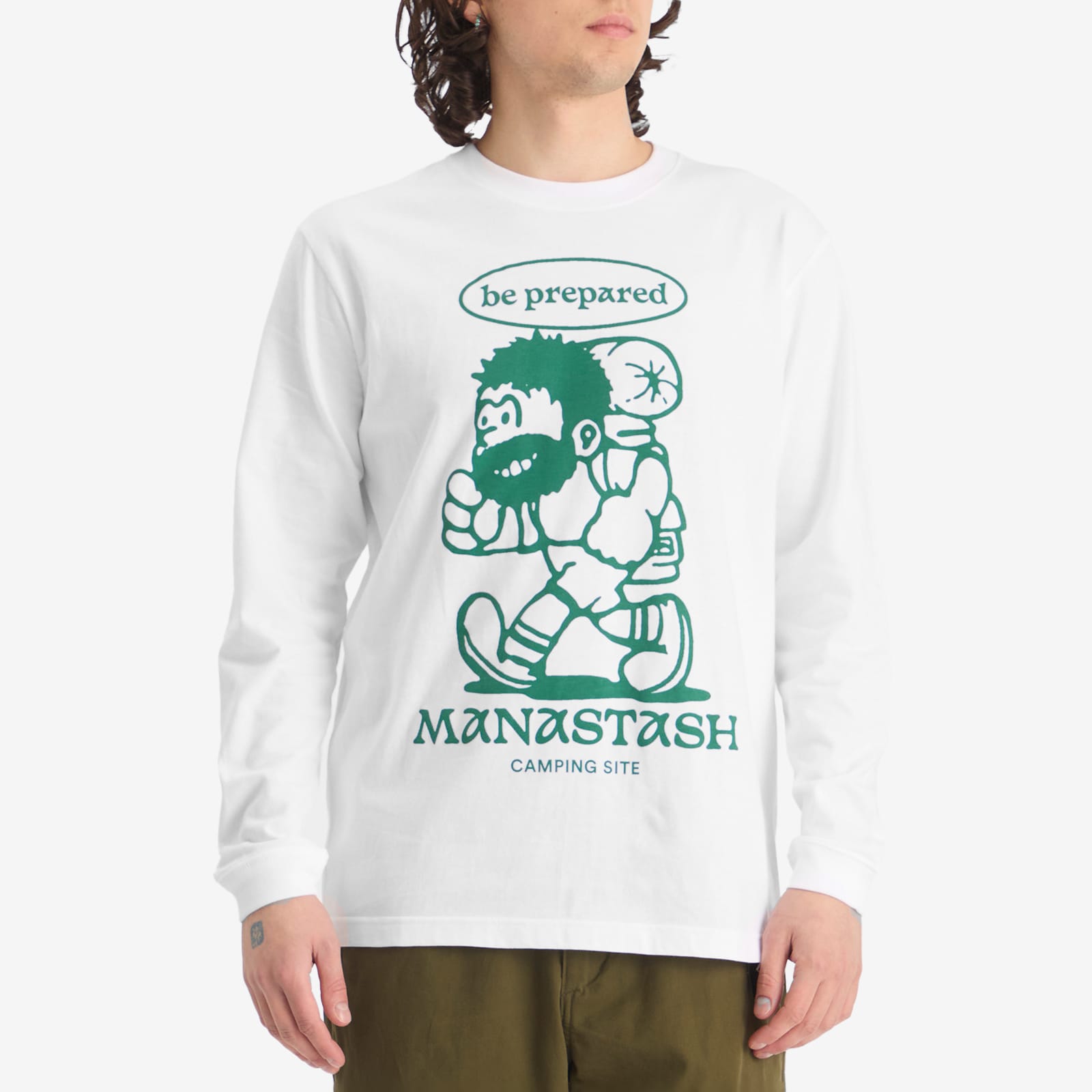 Manastash Men's Long Sleeve Be Prepared T-Shirt in White