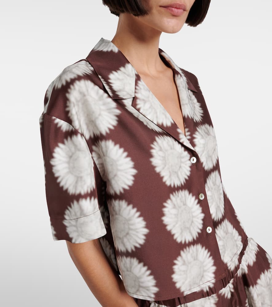Lincoln floral silk twill cropped shirt