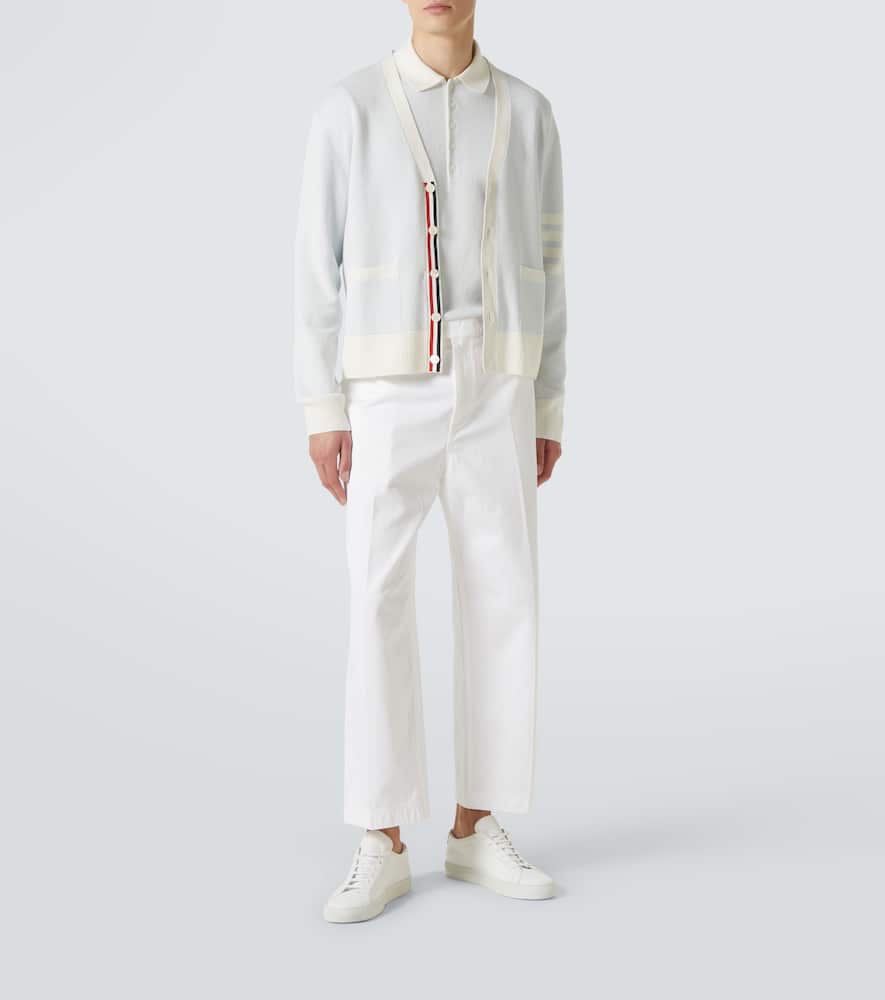 4-Bar linen and cotton polo shirt