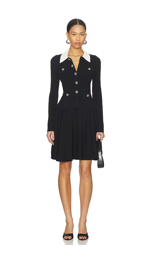 Self-portrait Tailored Knit Mini Dress in Black. S. Also in