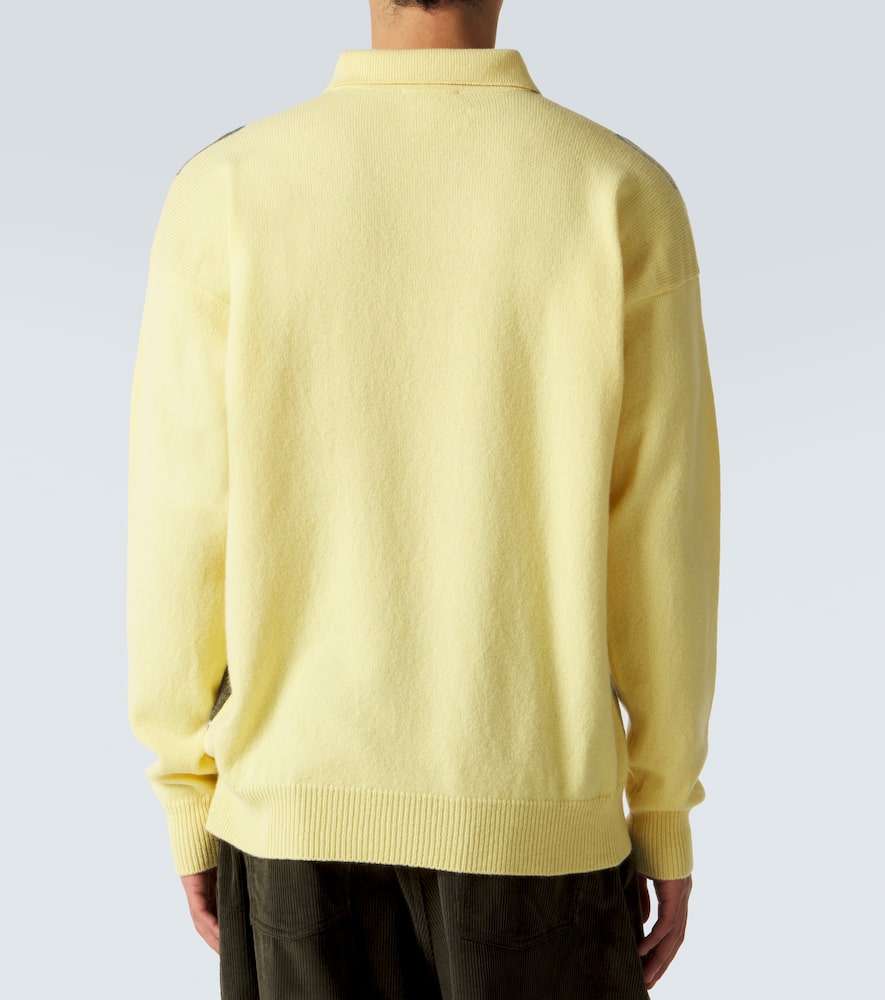 Argyle wool polo sweater