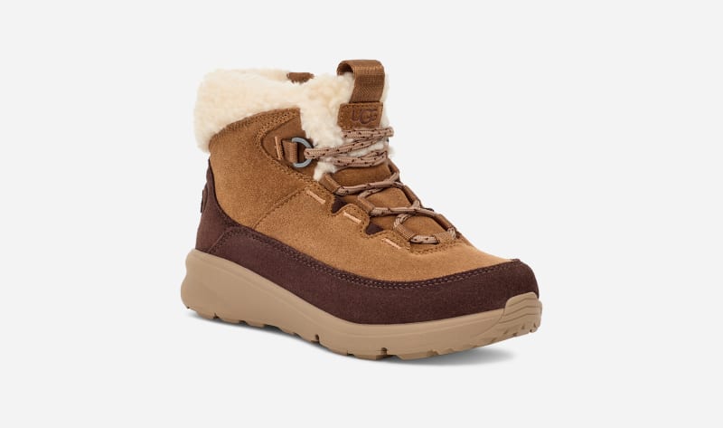 ® Kids' TerreTrail Cozy Lace Suede Cold Weather Boots in Chestnut