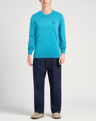 Man Sweater Turquoise Size M Cotton