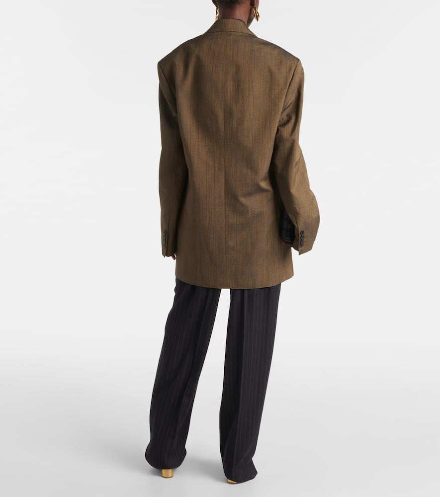 Double-breasted cotton-blend blazer