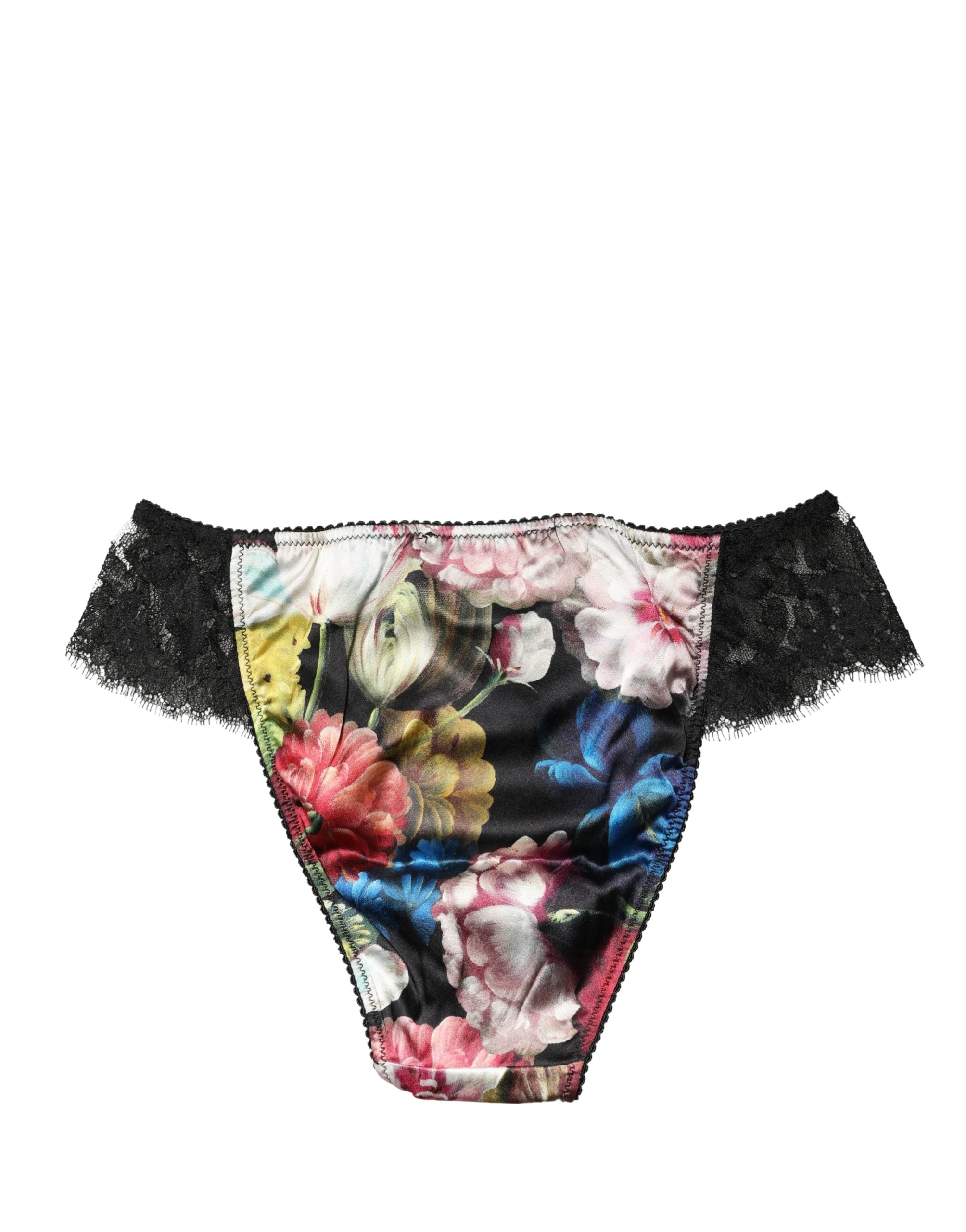 Floral Lace Brief — Black