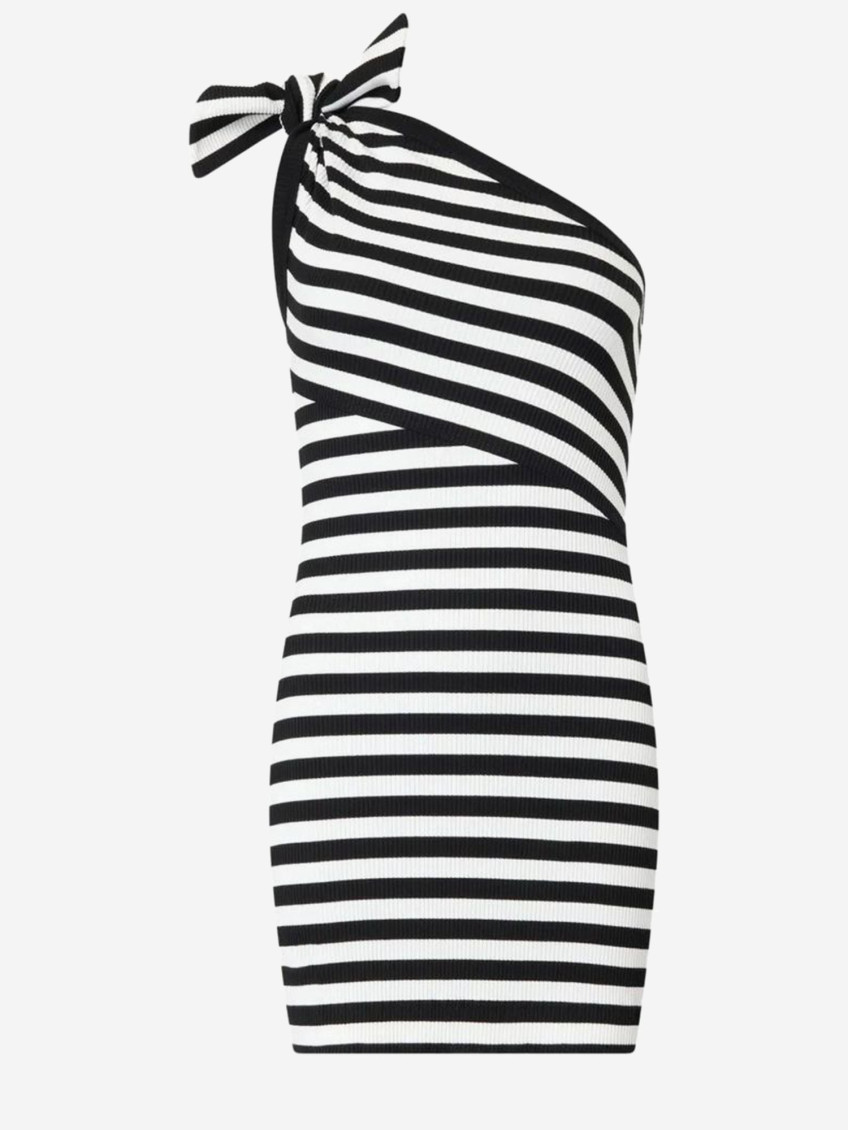 Patou - knee length dress one shoulder bow