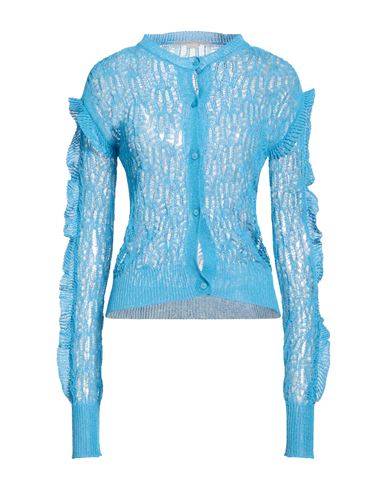 Woman Cardigan Azure Size 0 Cotton, Polyamide