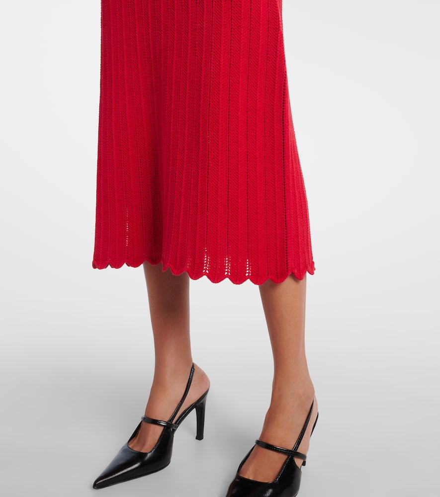 Sissi open-knit cotton midi dress