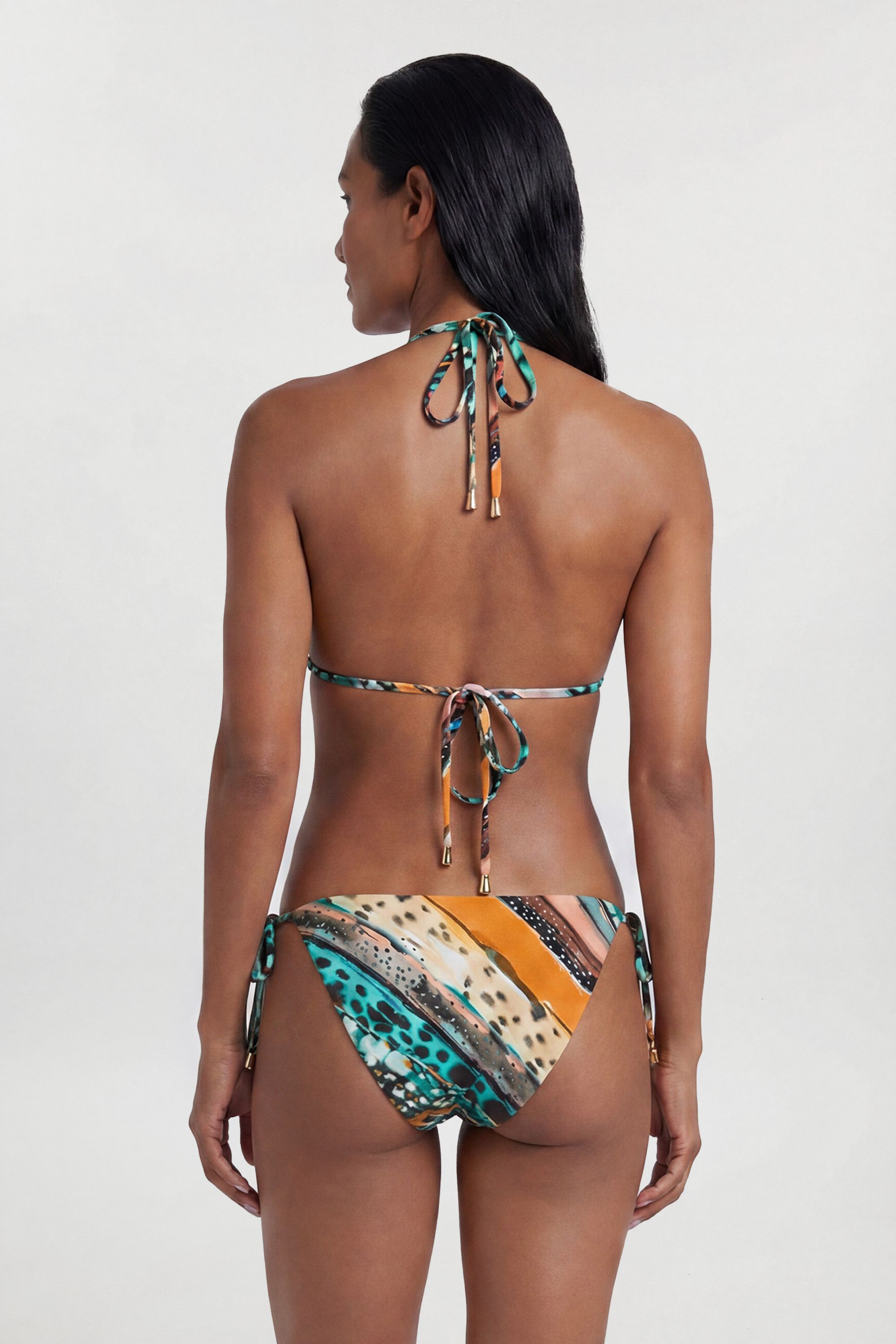 Karen Millen Womens Linear Animal Print Bikini Bottom - Multicolour Nylon - Large